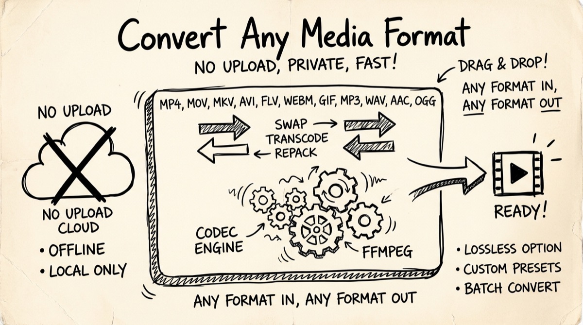 Converting audio and video files between formats in the browser
